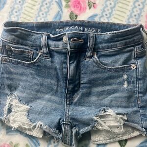 American Eagle Outfitters Light Blue Distressed Denim Cutoff Shorts